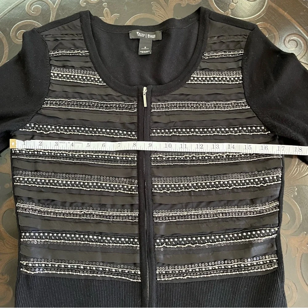White House Black Market Beaded Zip Cardigan